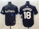 Los Angeles Dodgers #18 Yoshinobu Yamamoto Black 2025 World Series Champions Patch 'Gothic Edition' Vapor Premier Limited Stitched Jersey