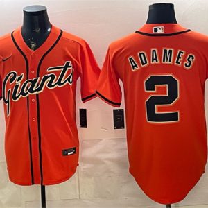 San Francisco Giants #2 Willy Adames Orange Cool Base Stitched Jersey