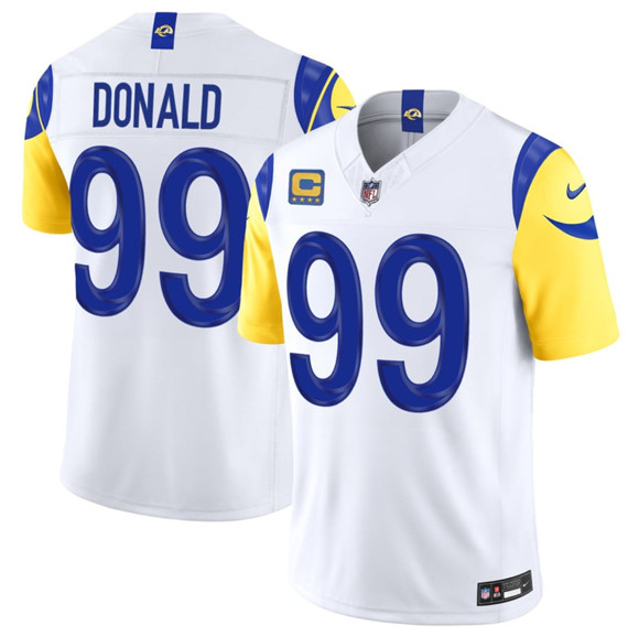 Los Angeles Rams #99 Aaron Donald White 2026 F.U.S.E. 4- Star C Patch Vapor Limited Stitched Jersey