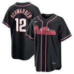 Philadelphia Phillies #12 Kyle Schwarber Fashion Black Out Stitched Jersey