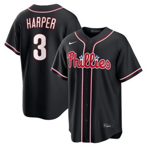 Philadelphia Phillies #3 Bryce Harper Fashion Black Out Stitched Jersey