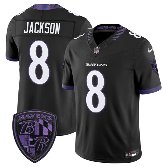 Baltimore Ravens #8 Lamar Jackson Black 2026 F.U.S.E. Alternate Vapor Limited Stitched Jersey