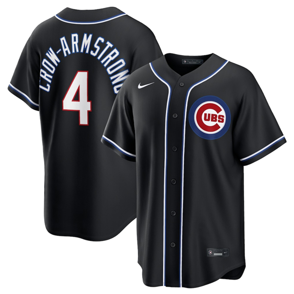 Chicago Cubs #4 Pete Crow-Armstrong 2026 Black Out Stitched Jersey