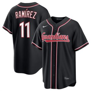Cleveland Guardians #11 Jos¨¦ Ram¨ªrez 2026 Black Out Stitched Jersey