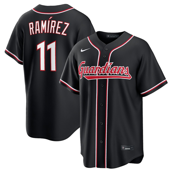 Cleveland Guardians #11 Jos¨¦ Ram¨ªrez 2026 Black Out Stitched Jersey