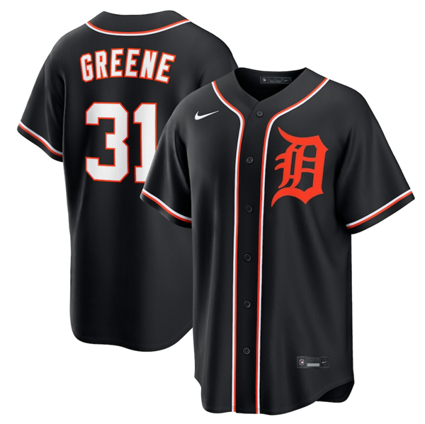 Detroit Tigers #31 Riley Greene Black Out Stitched Jersey