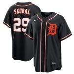 Detroit Tigers #29 Tarik Skubal Black Out Stitched Jersey
