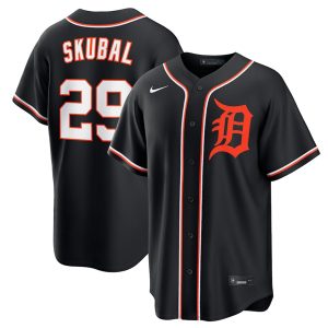 Detroit Tigers #29 Tarik Skubal Black Out Stitched Jersey