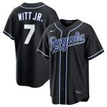 Kansas City Royals #7 Bobby Witt Jr. Black Out Stitched Jersey