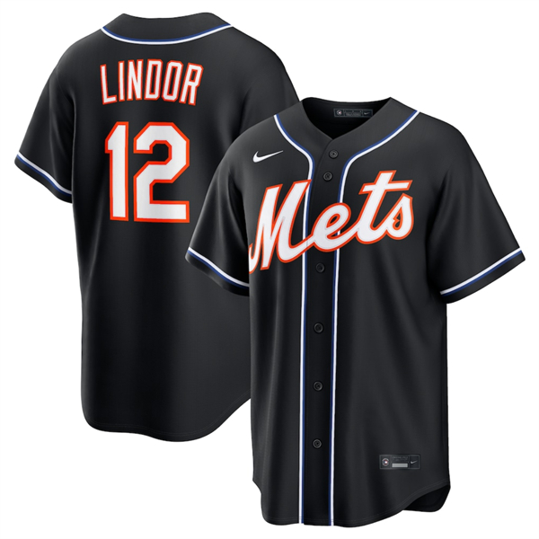 New York Mets #12 Francisco Lindor 2026 Black Out Stitched Jersey
