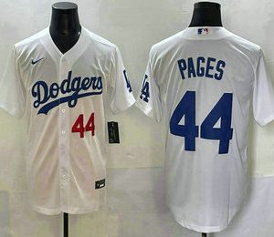Los Angeles Dodgers #44 Andy Pages Number White Cool Base Stitched Jersey