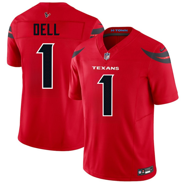 Houston Texans #1 Tank Dell Red 2024 Alternate Vapor F.U.S.E. Limited Stitched Jersey