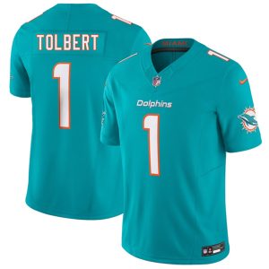 Miami Dolphins #1 Jalen Tolbert Aqua 2026 F.U.S.E. Vapor Limited Stitched Jersey