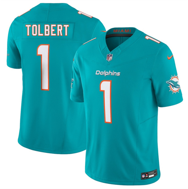 Miami Dolphins #1 Jalen Tolbert Aqua 2026 F.U.S.E. Vapor Limited Stitched Jersey