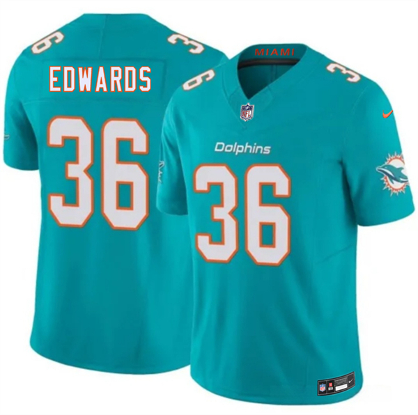 Miami Dolphins #36 Donovan Edwards Aqua 2026 F.U.S.E. Vapor Limited Stitched Jersey