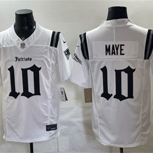 New England Patriots #10 Drake Maye White F.U.S.E. Gothic Revolution Edition Stitched Jersey