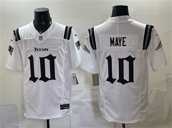 New England Patriots #10 Drake Maye White F.U.S.E. Gothic Revolution Edition Stitched Jersey